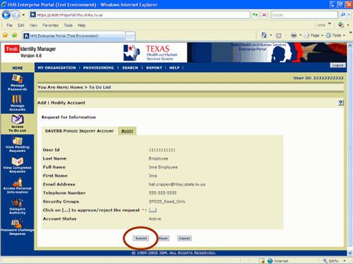 Screenshot of Request for Information page
